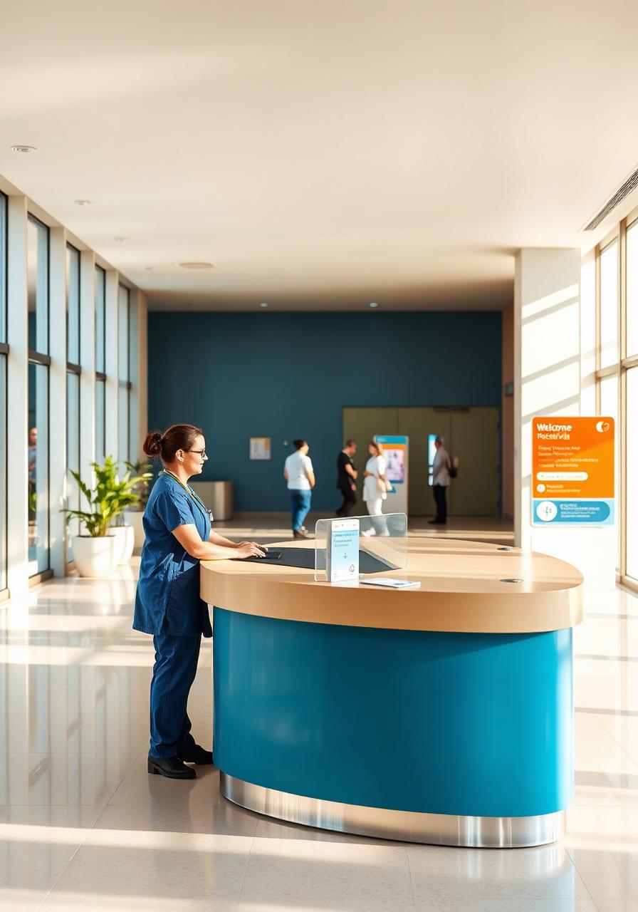 Bright modern hospital reception