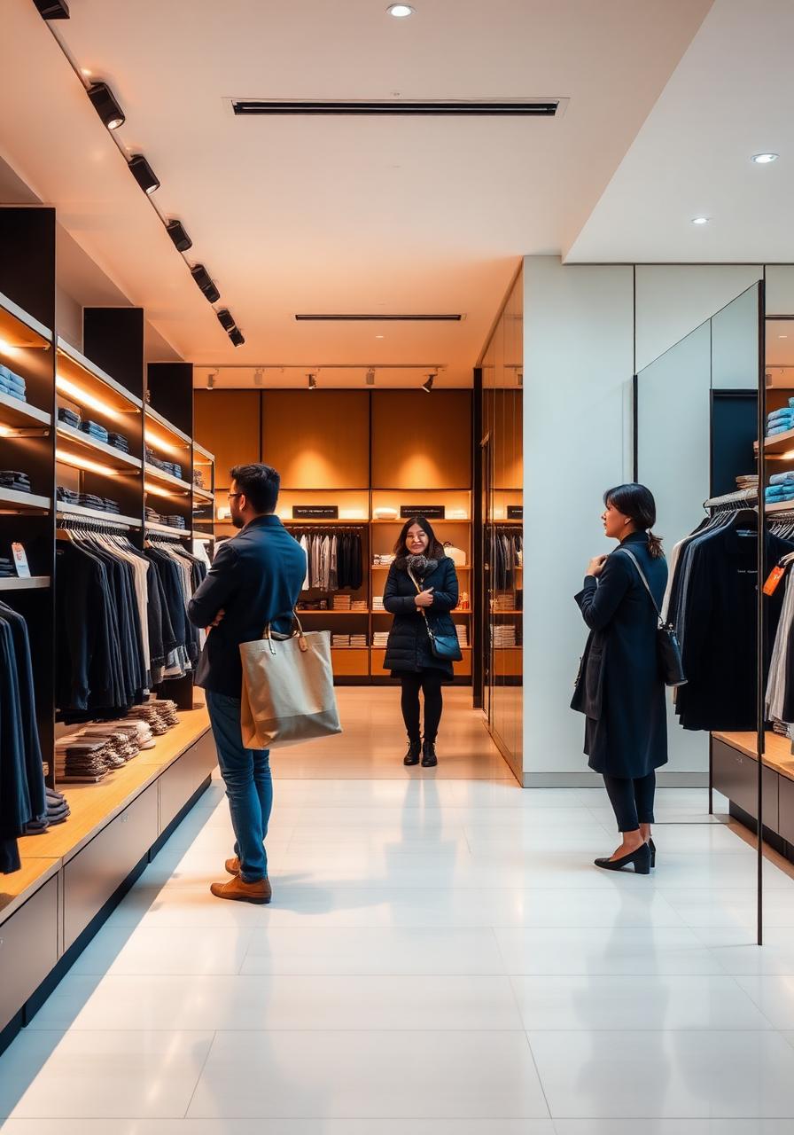 Shoppers inside a bright modern retail store